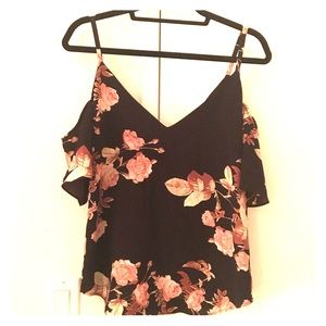 Olivaceous Cold Shoulder Floral Top - Size M